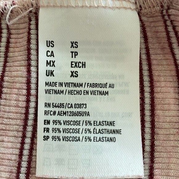 American Eagle Outfitters Striped Maroon and Pink Short Sleeve Tee - Picture 9 of 9